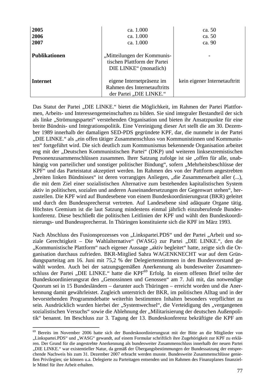 Seite 77 des Verfassungsschutzbericht 2007 Thüringen