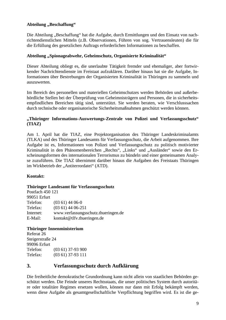 Seite 9 des Verfassungsschutzbericht 2007 Thüringen