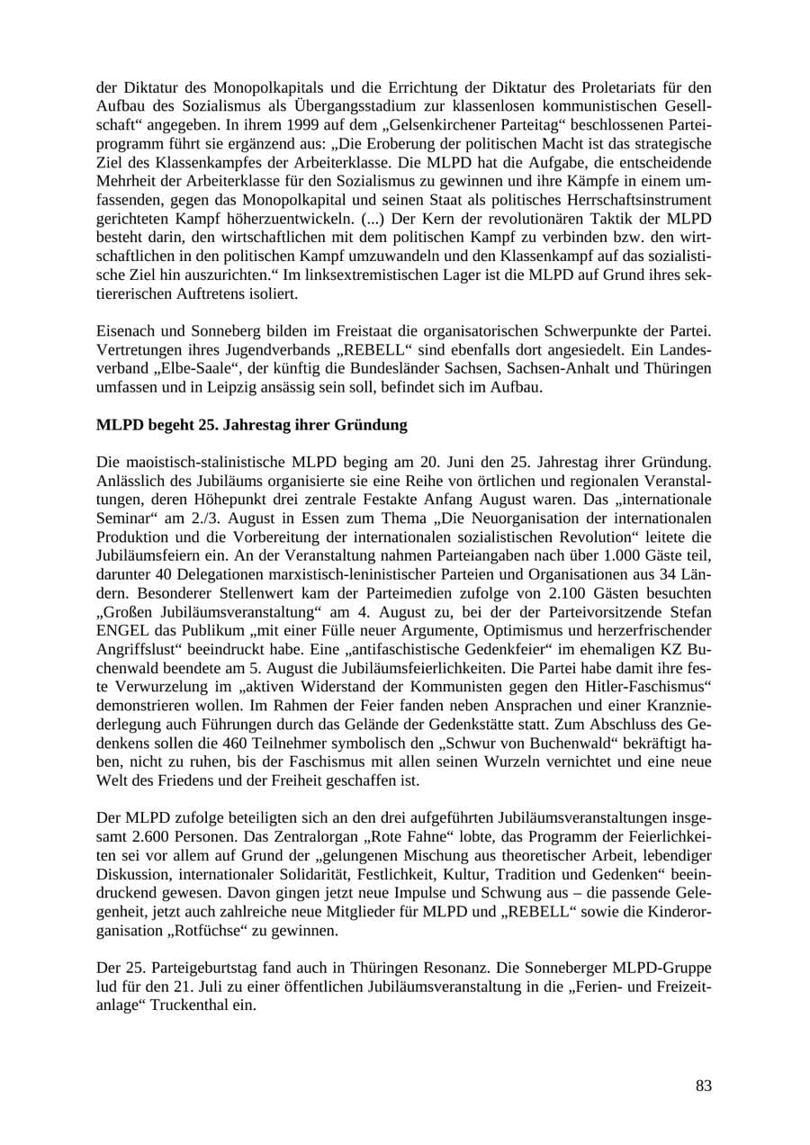 Seite 83 des Verfassungsschutzbericht 2007 Thüringen