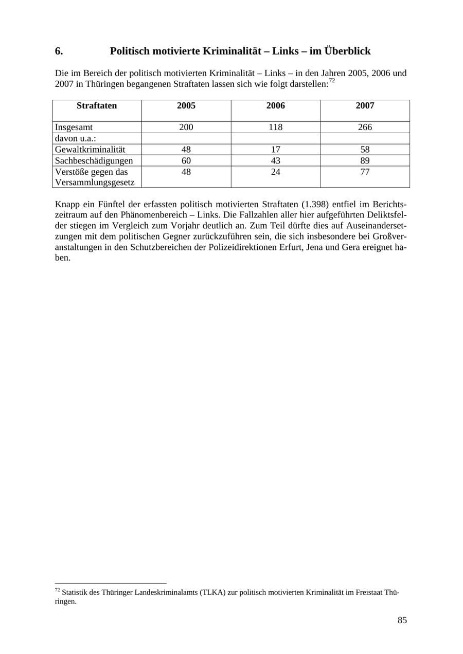 Seite 85 des Verfassungsschutzbericht 2007 Thüringen