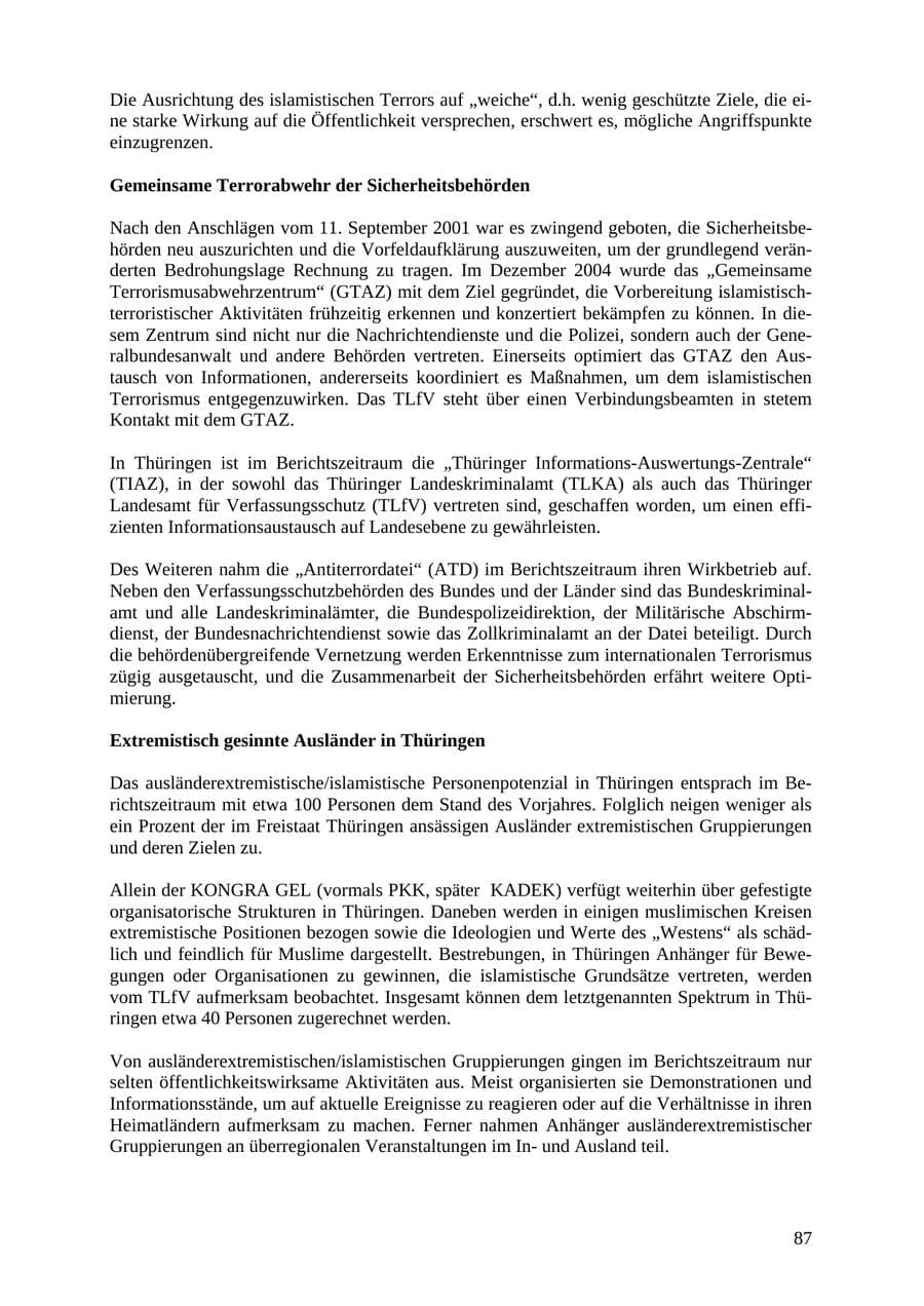 Seite 87 des Verfassungsschutzbericht 2007 Thüringen