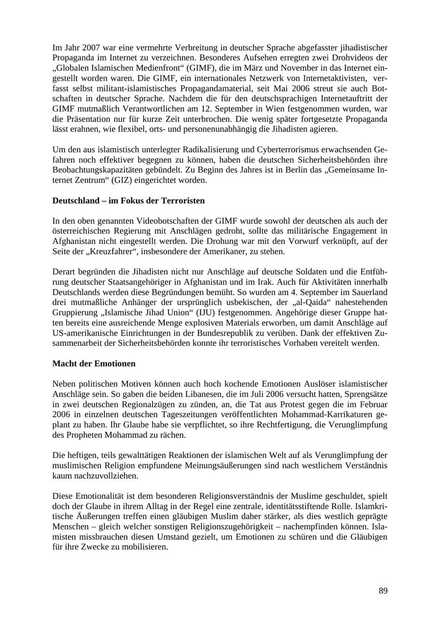 Seite 89 des Verfassungsschutzbericht 2007 Thüringen