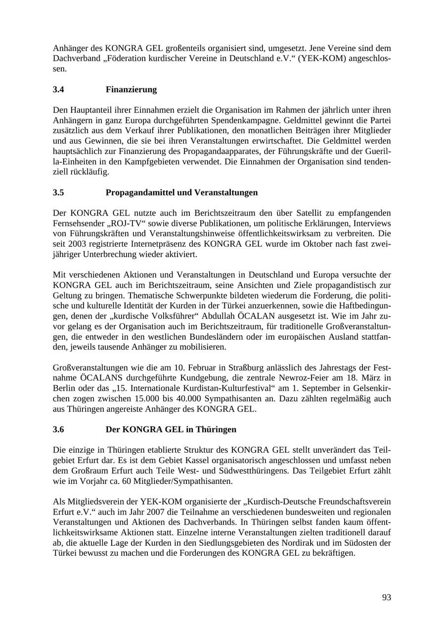 Seite 93 des Verfassungsschutzbericht 2007 Thüringen