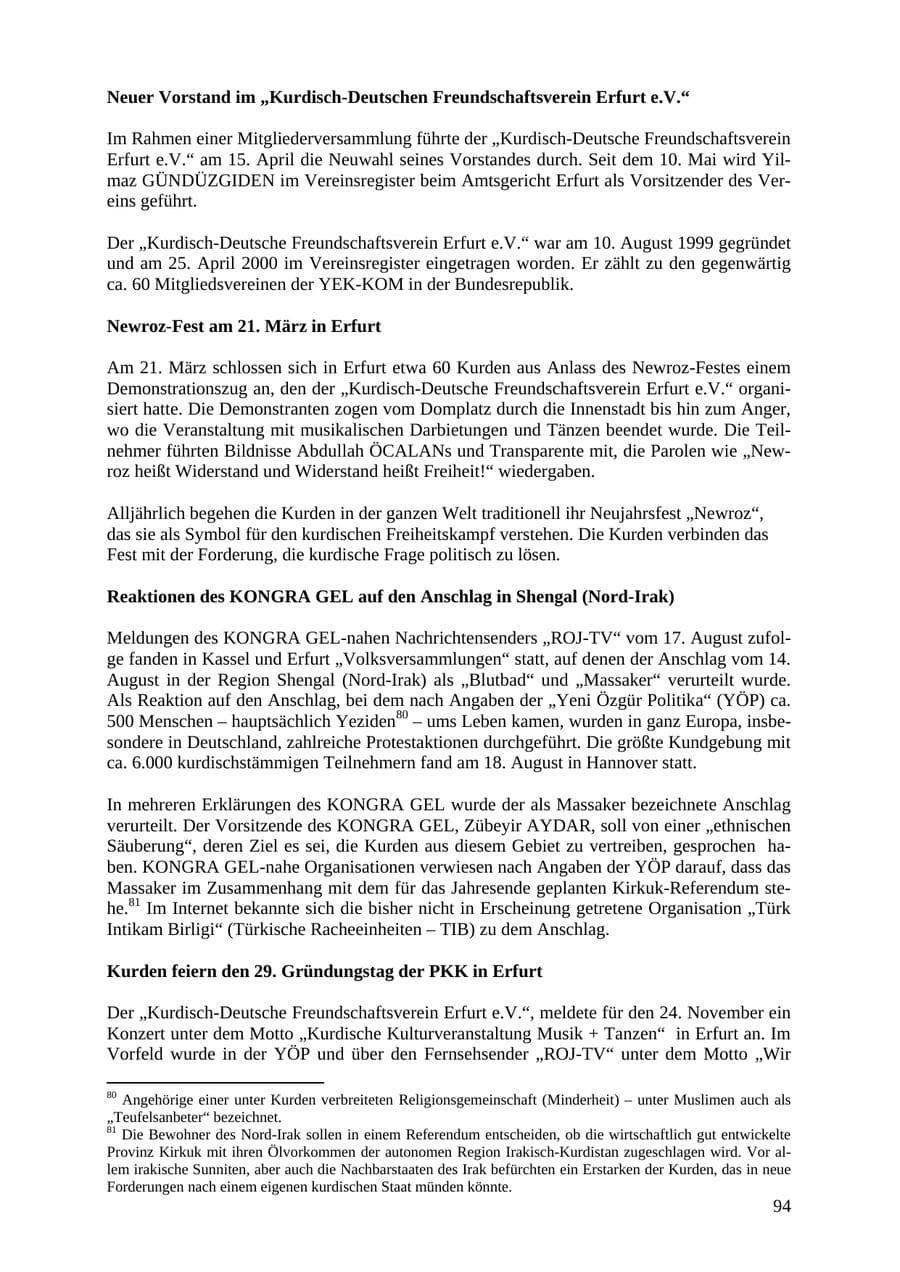 Seite 94 des Verfassungsschutzbericht 2007 Thüringen