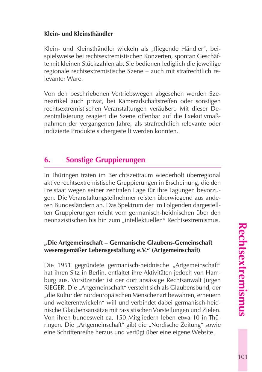 Seite 102 des Verfassungsschutzbericht 2008 Thüringen