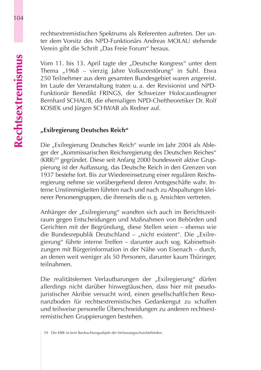 Seite 105 des Verfassungsschutzbericht 2008 Thüringen