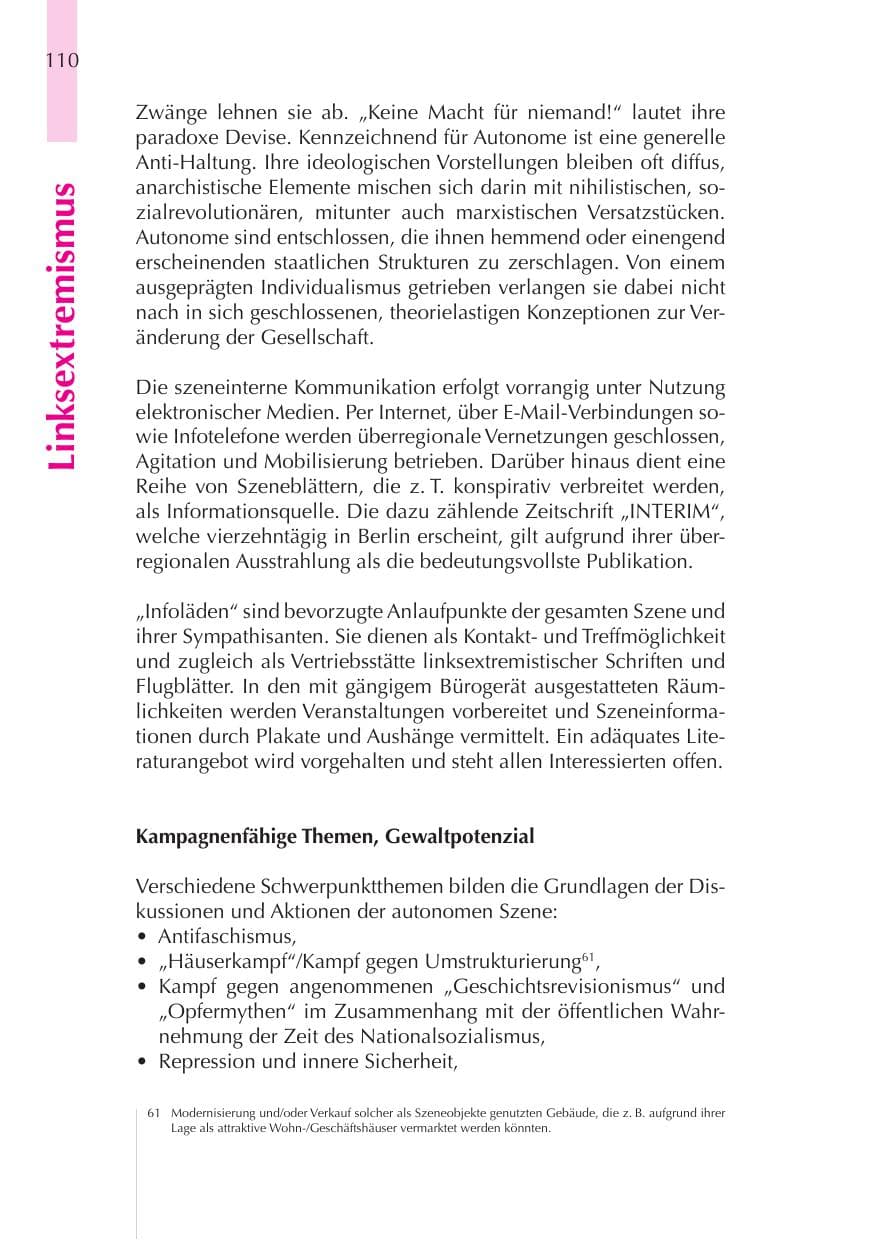 Seite 111 des Verfassungsschutzbericht 2008 Thüringen