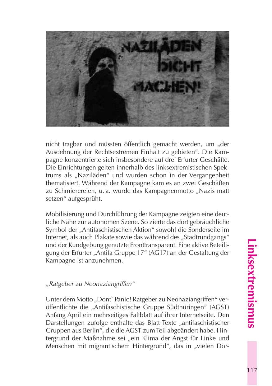 Seite 118 des Verfassungsschutzbericht 2008 Thüringen