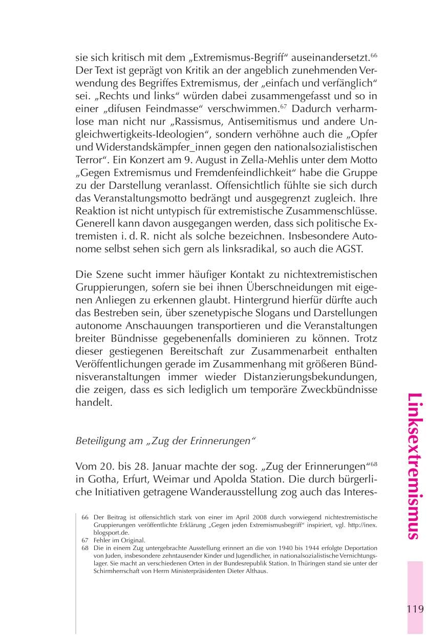Seite 120 des Verfassungsschutzbericht 2008 Thüringen