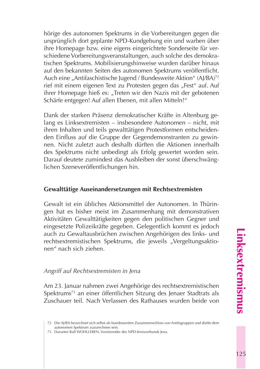 Seite 126 des Verfassungsschutzbericht 2008 Thüringen