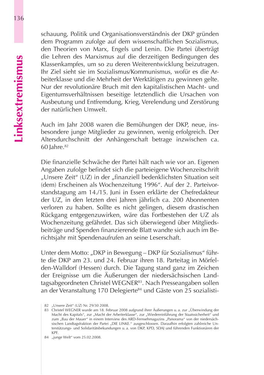 Seite 137 des Verfassungsschutzbericht 2008 Thüringen