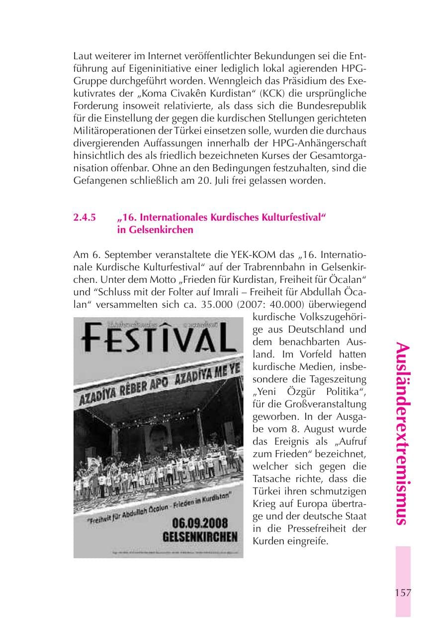 Seite 158 des Verfassungsschutzbericht 2008 Thüringen