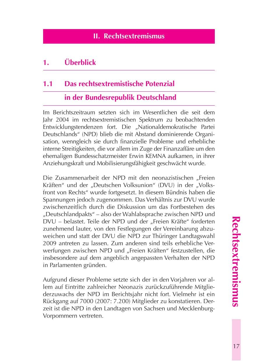 Seite 18 des Verfassungsschutzbericht 2008 Thüringen