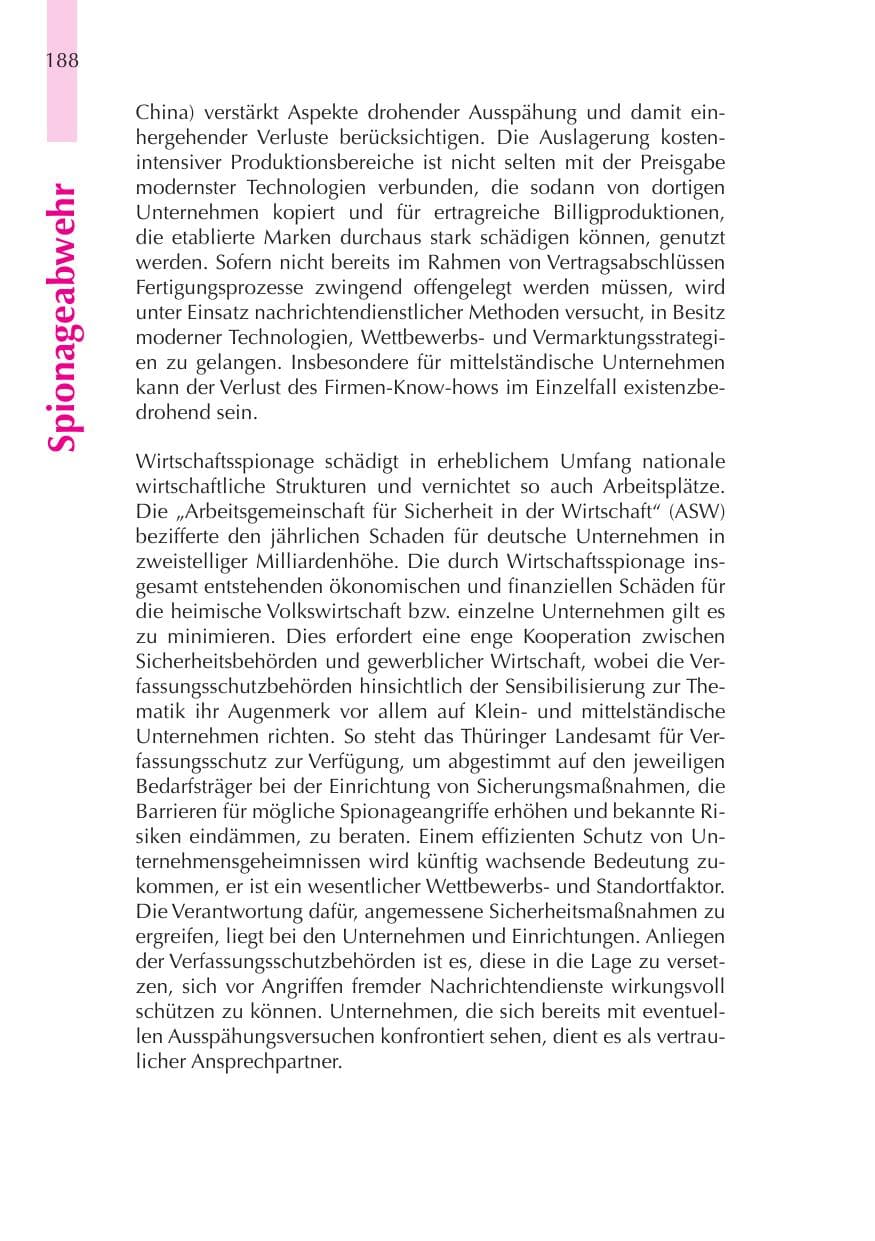 Seite 189 des Verfassungsschutzbericht 2008 Thüringen