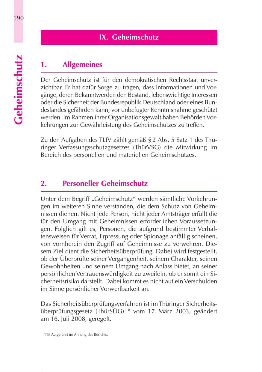 Seite 191 des Verfassungsschutzbericht 2008 Thüringen
