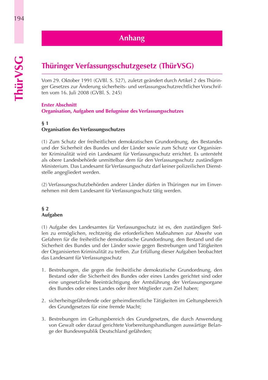 Seite 195 des Verfassungsschutzbericht 2008 Thüringen