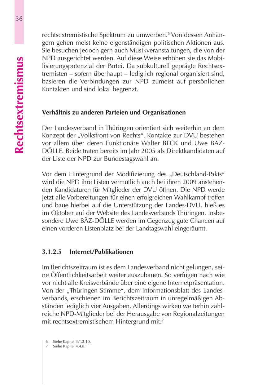 Seite 37 des Verfassungsschutzbericht 2008 Thüringen