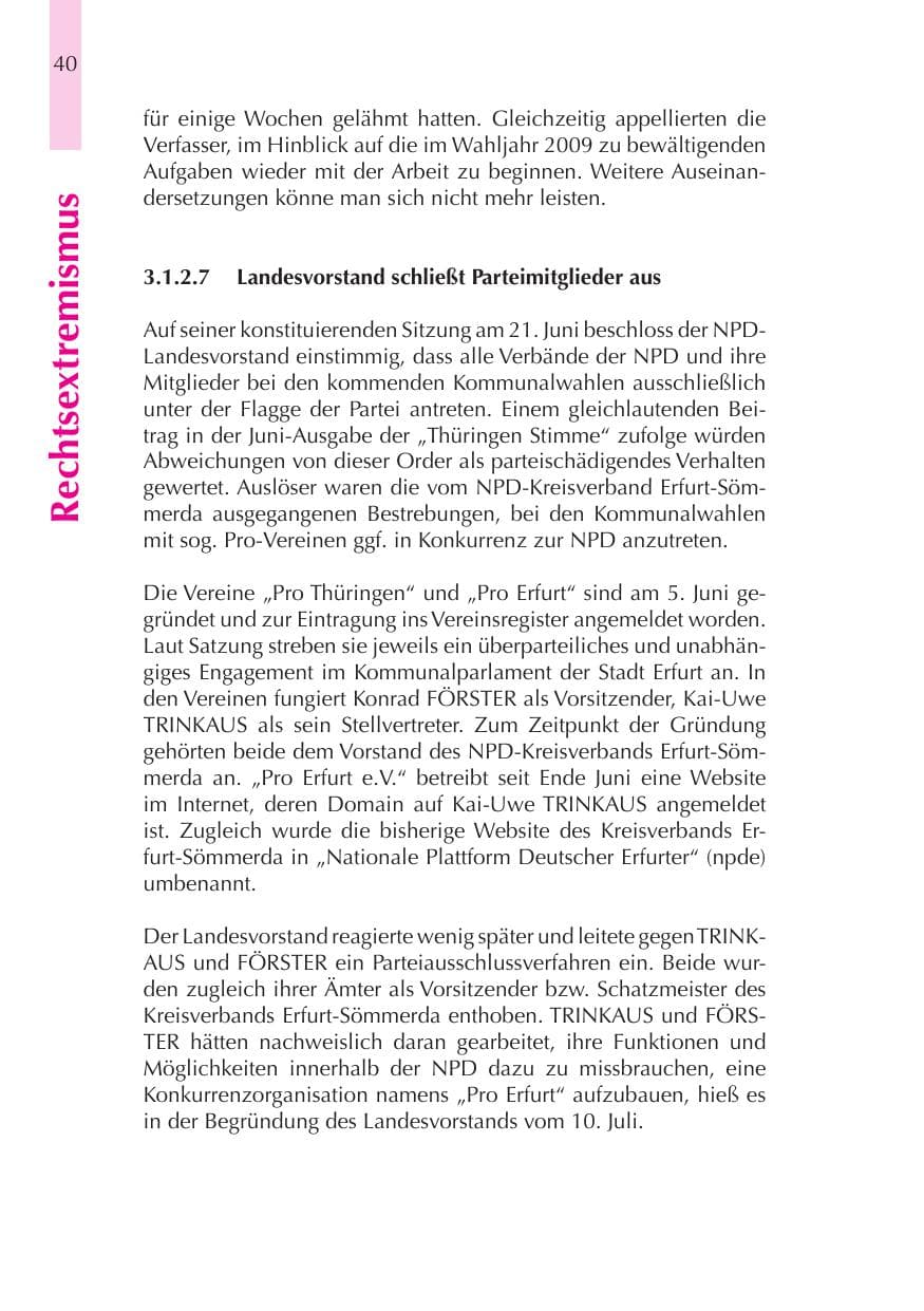 Seite 41 des Verfassungsschutzbericht 2008 Thüringen