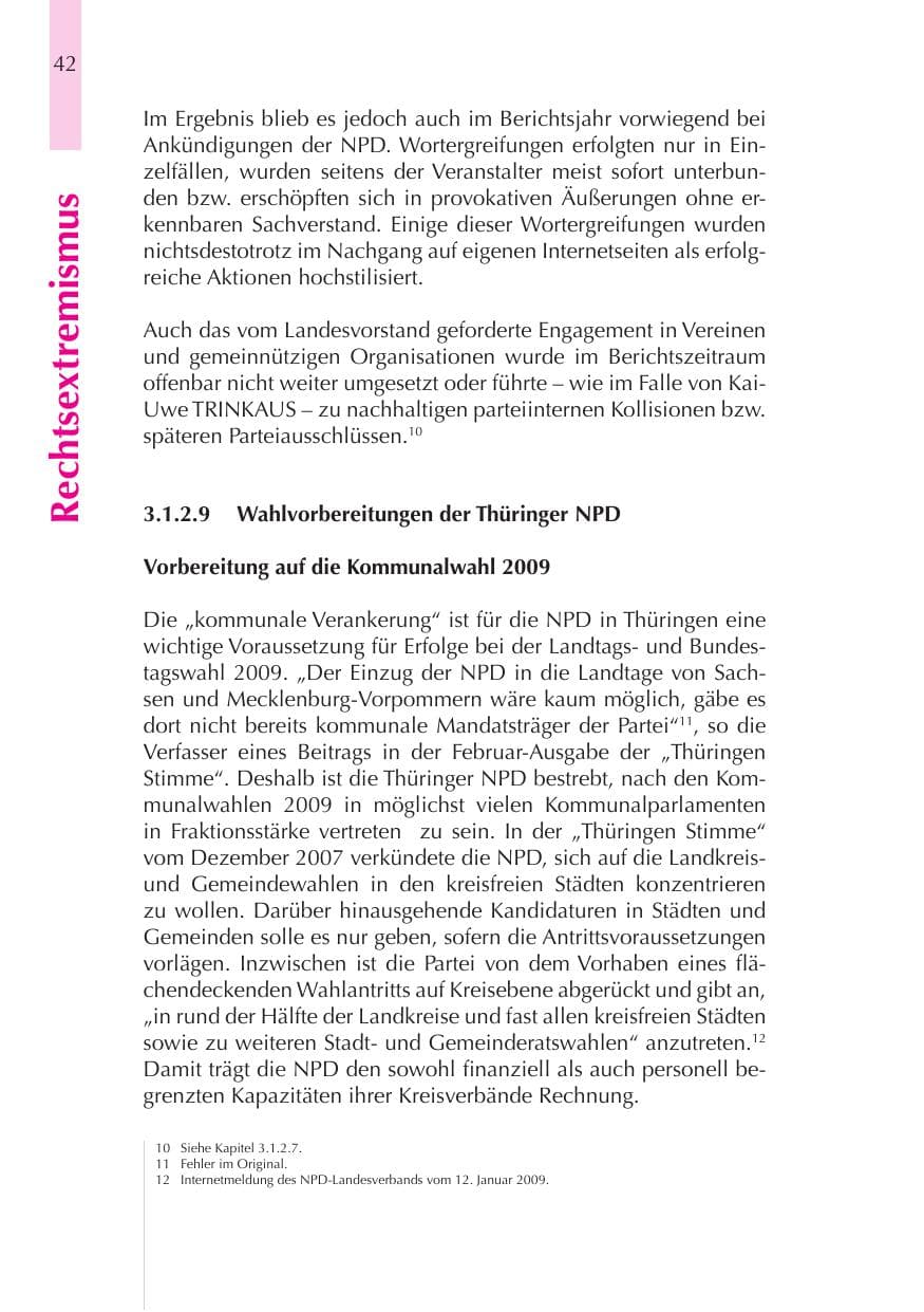 Seite 43 des Verfassungsschutzbericht 2008 Thüringen