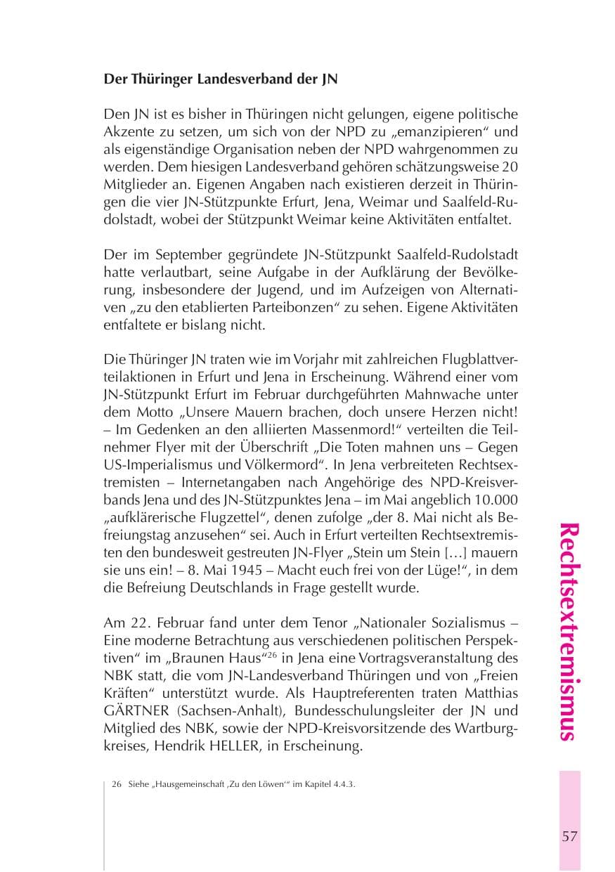 Seite 58 des Verfassungsschutzbericht 2008 Thüringen