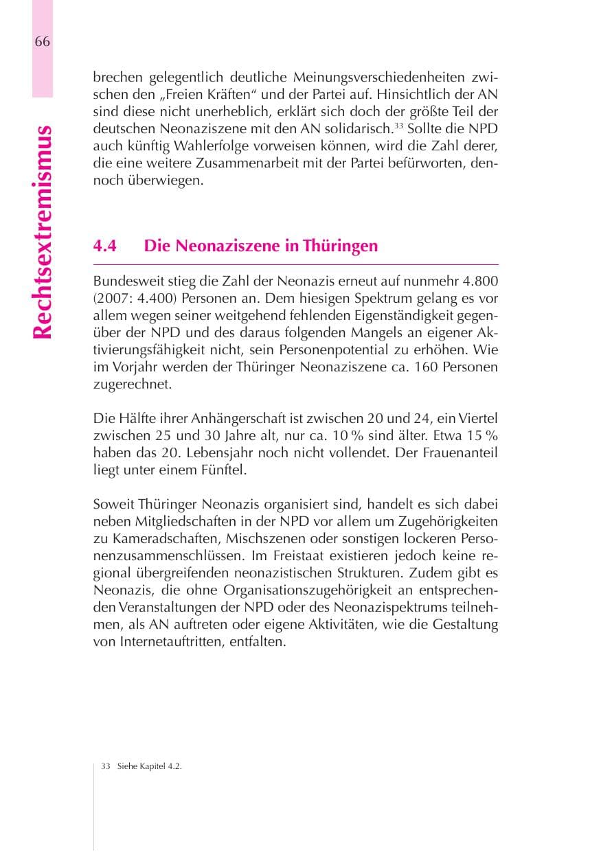 Seite 67 des Verfassungsschutzbericht 2008 Thüringen
