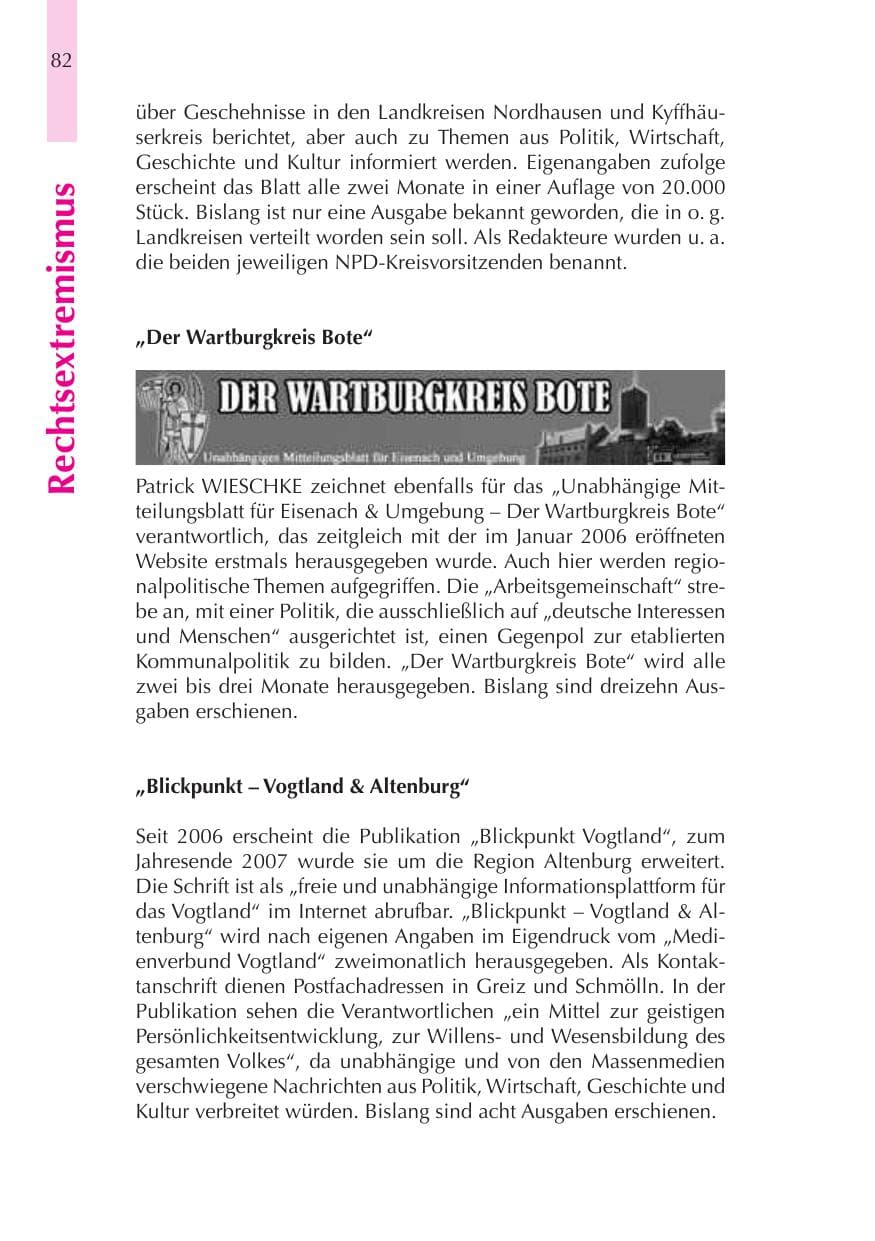 Seite 83 des Verfassungsschutzbericht 2008 Thüringen