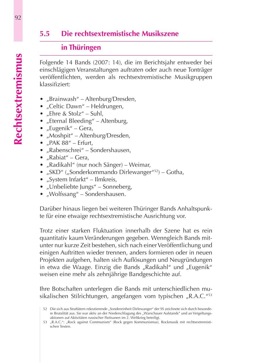 Seite 93 des Verfassungsschutzbericht 2008 Thüringen