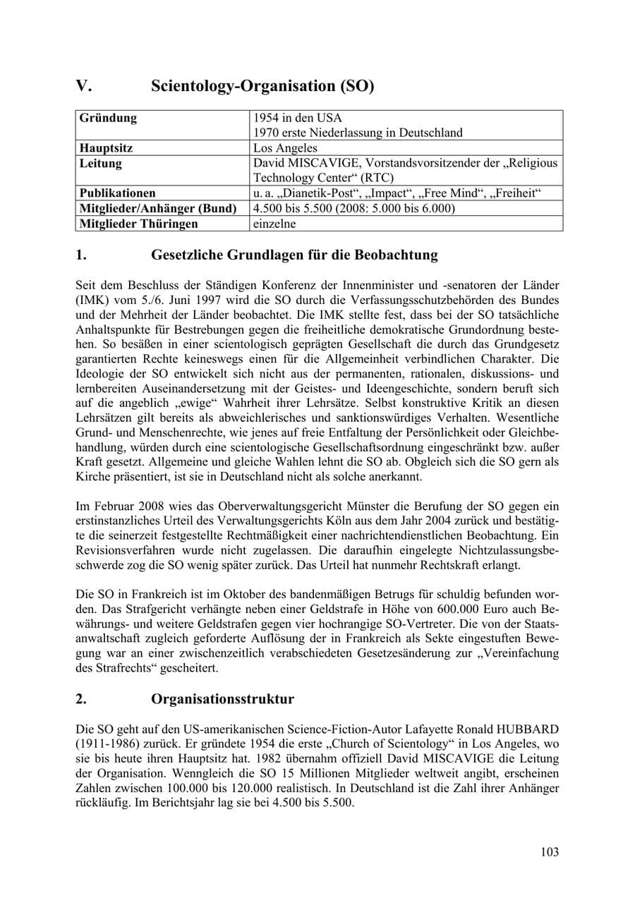Seite 104 des Verfassungsschutzbericht 2009 Thüringen