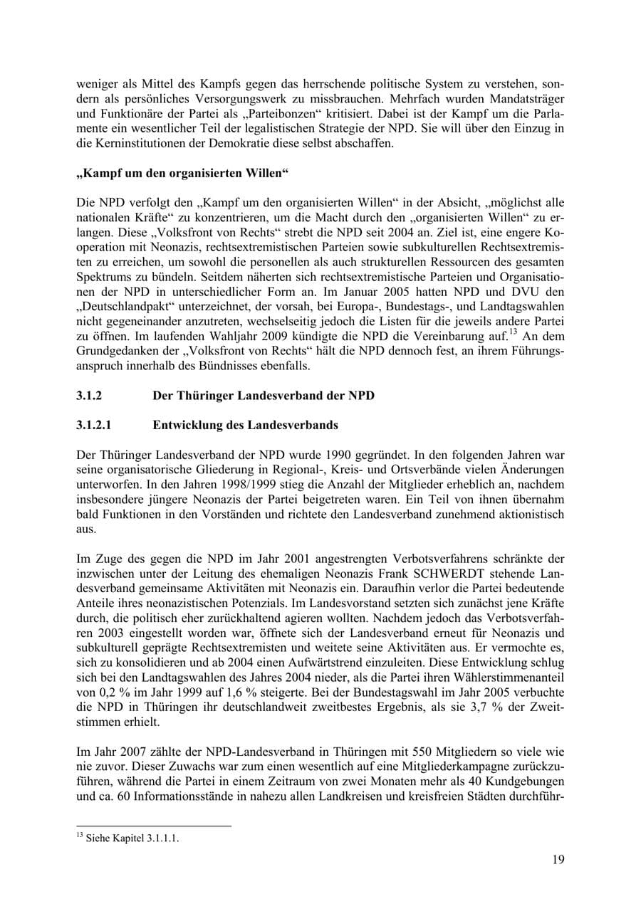 Seite 20 des Verfassungsschutzbericht 2009 Thüringen
