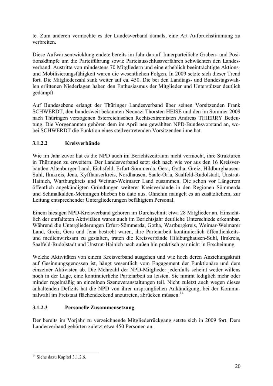 Seite 21 des Verfassungsschutzbericht 2009 Thüringen