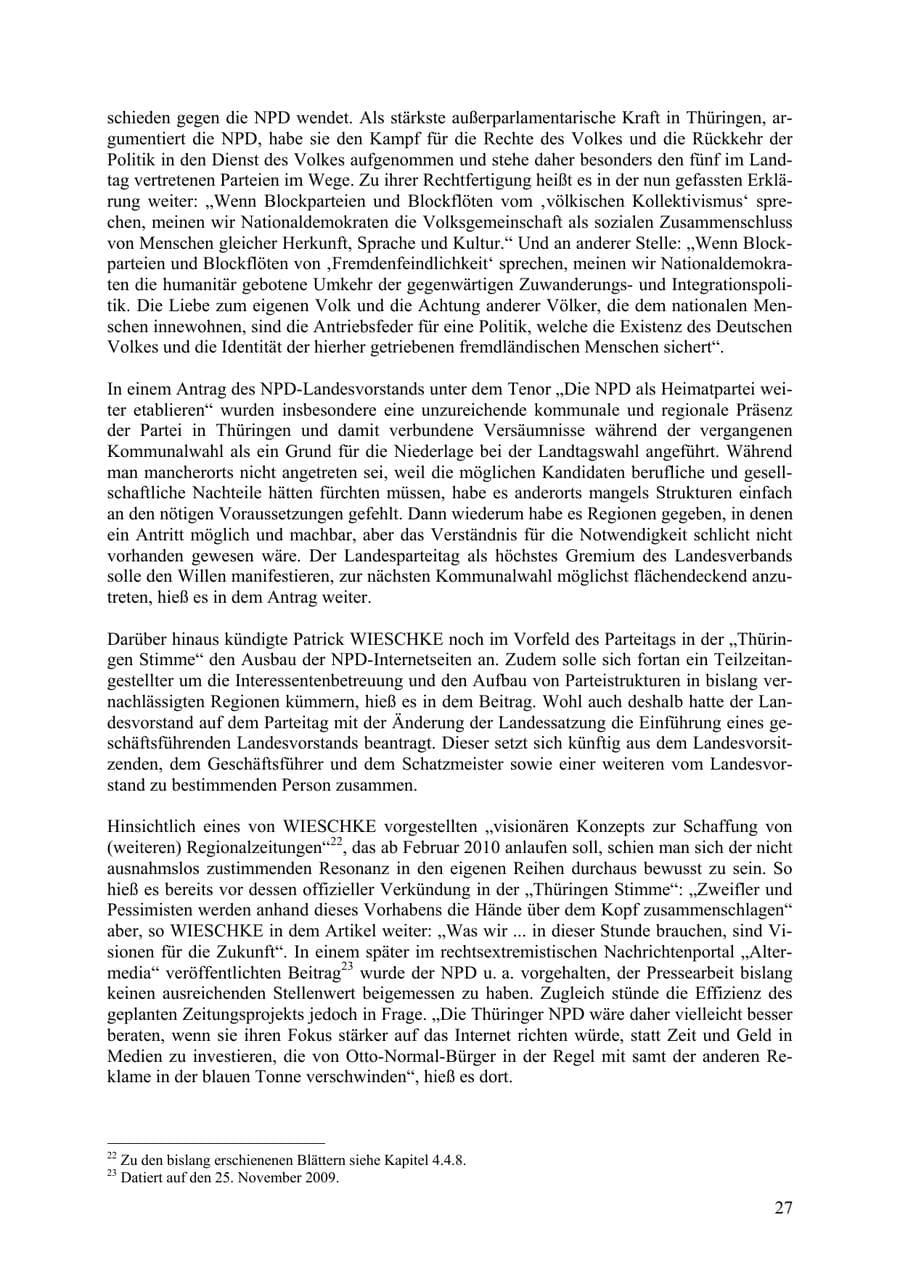 Seite 28 des Verfassungsschutzbericht 2009 Thüringen