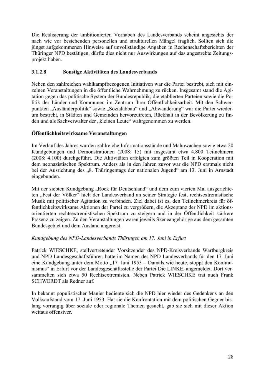 Seite 29 des Verfassungsschutzbericht 2009 Thüringen