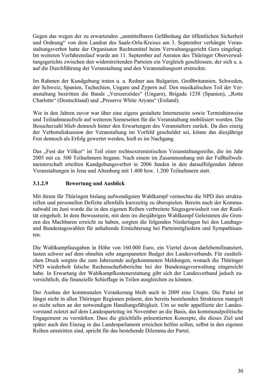 Seite 31 des Verfassungsschutzbericht 2009 Thüringen
