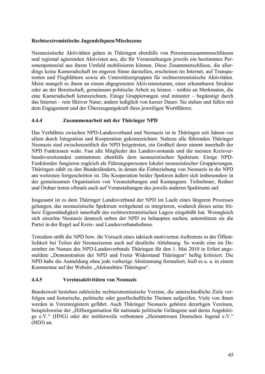 Seite 46 des Verfassungsschutzbericht 2009 Thüringen