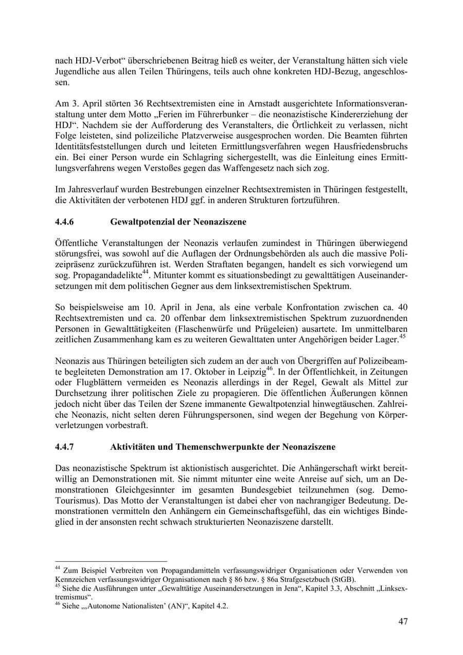 Seite 48 des Verfassungsschutzbericht 2009 Thüringen