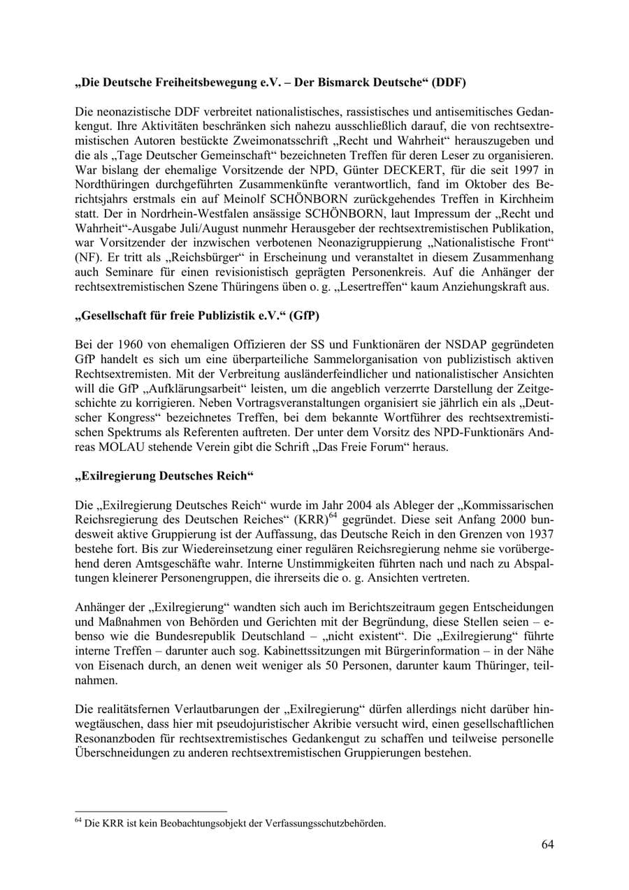 Seite 65 des Verfassungsschutzbericht 2009 Thüringen