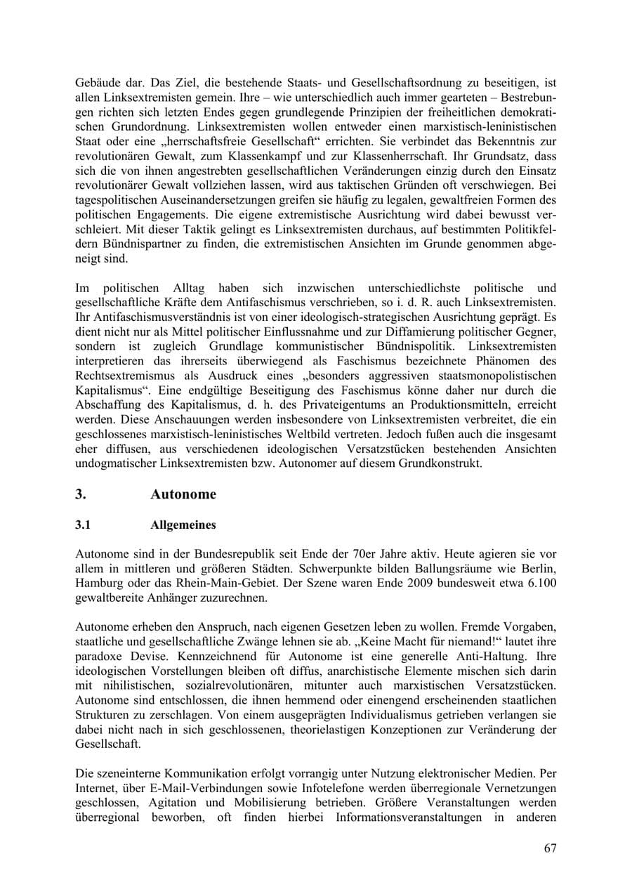 Seite 68 des Verfassungsschutzbericht 2009 Thüringen