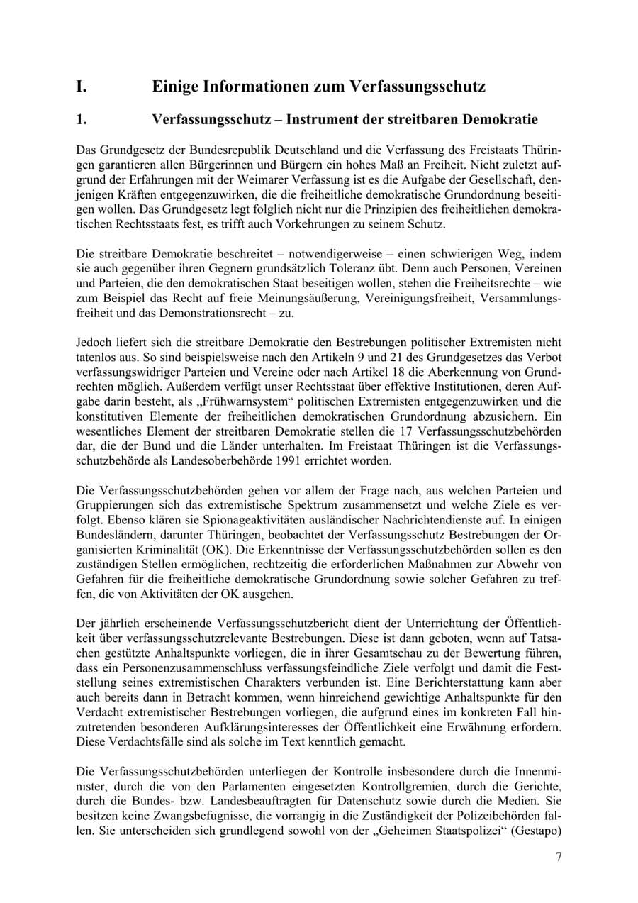 Seite 8 des Verfassungsschutzbericht 2009 Thüringen