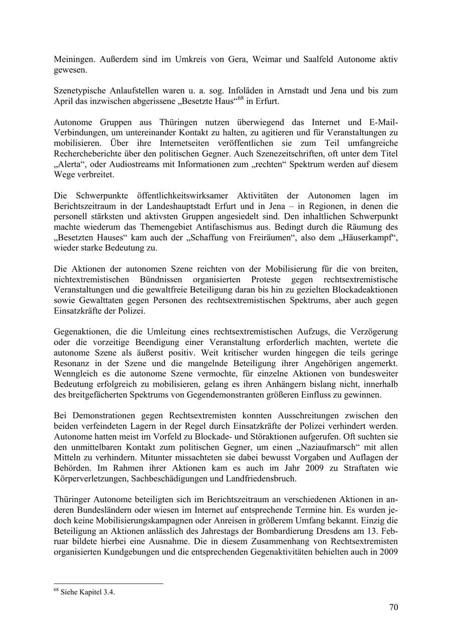 Seite 71 des Verfassungsschutzbericht 2009 Thüringen