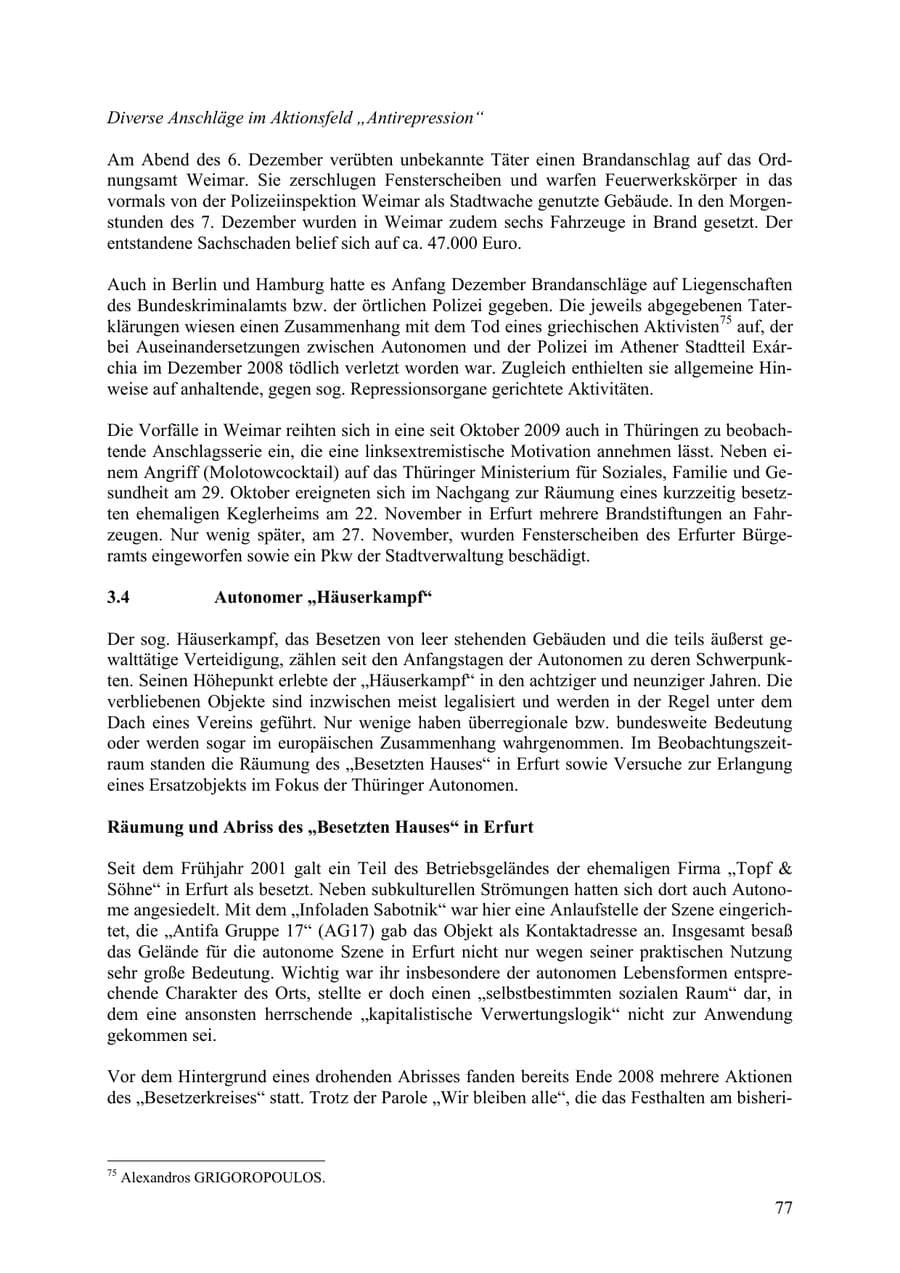Seite 78 des Verfassungsschutzbericht 2009 Thüringen