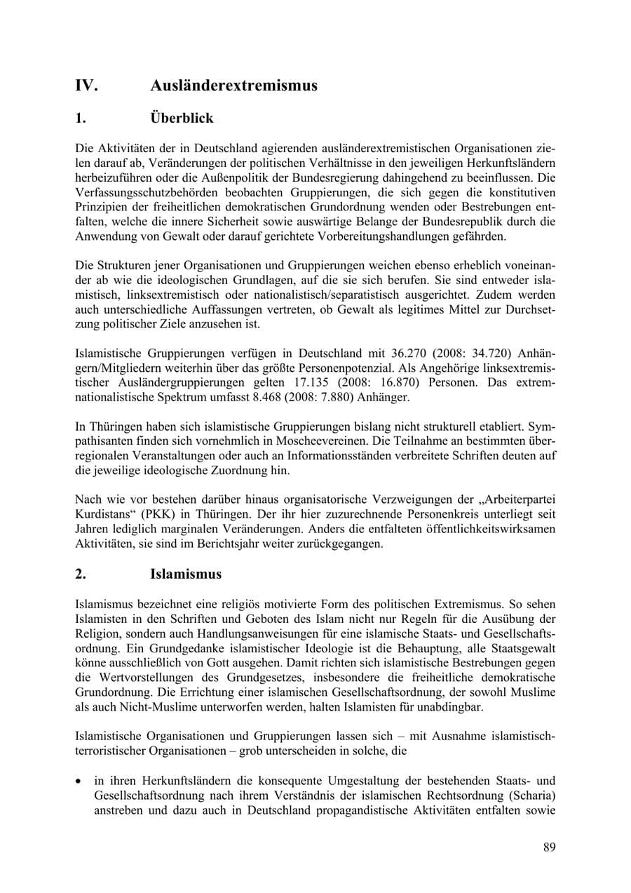 Seite 90 des Verfassungsschutzbericht 2009 Thüringen