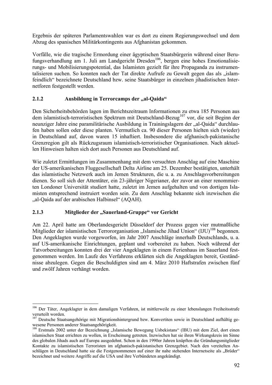 Seite 93 des Verfassungsschutzbericht 2009 Thüringen