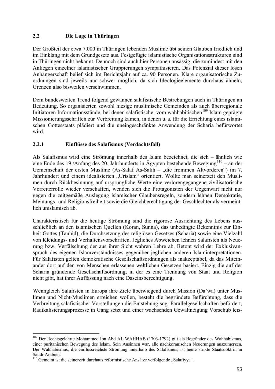 Seite 94 des Verfassungsschutzbericht 2009 Thüringen
