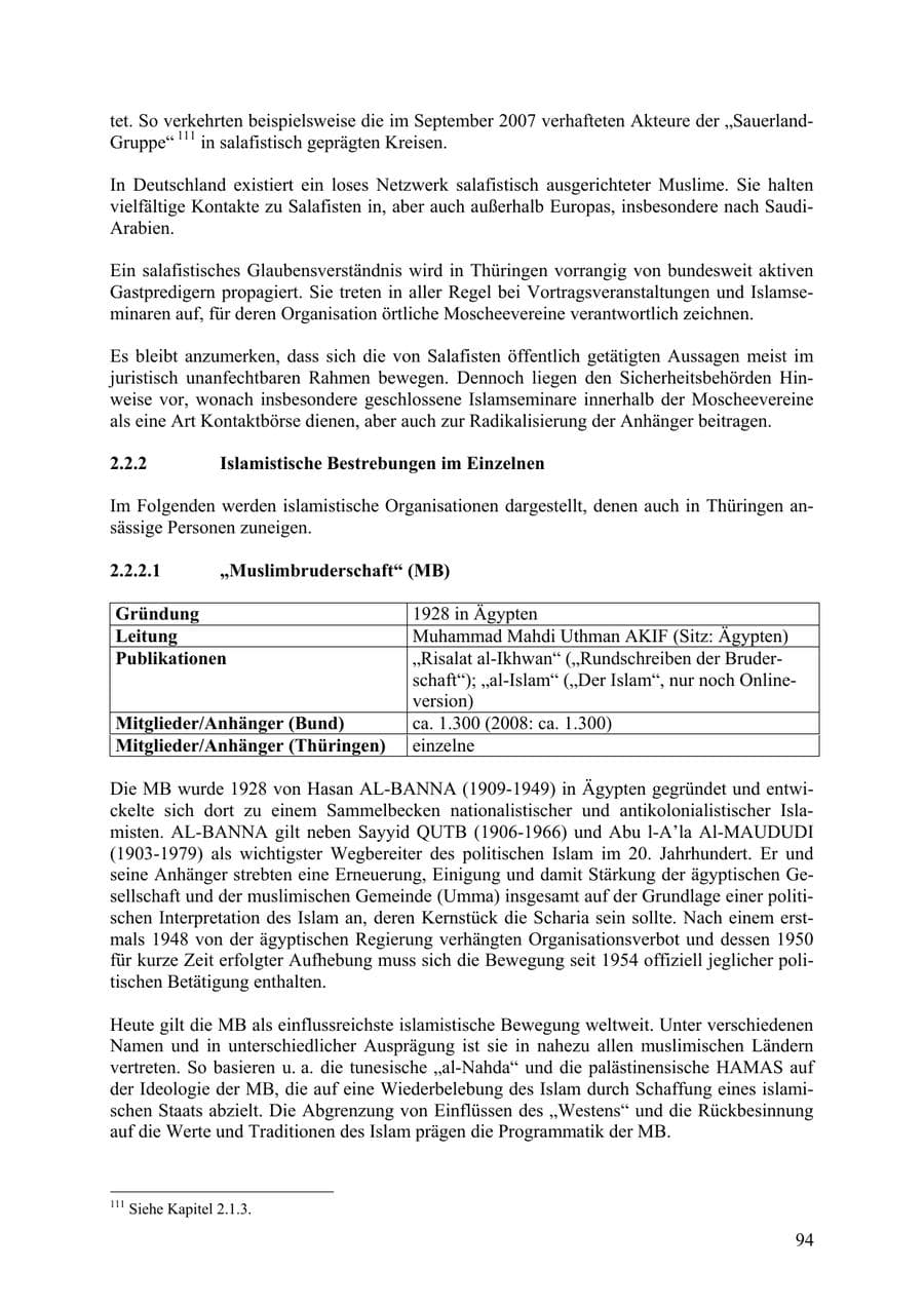 Seite 95 des Verfassungsschutzbericht 2009 Thüringen