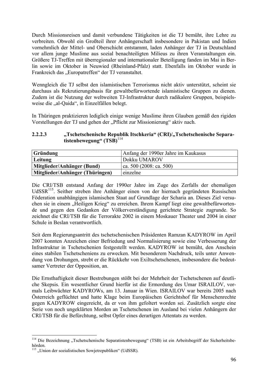 Seite 97 des Verfassungsschutzbericht 2009 Thüringen