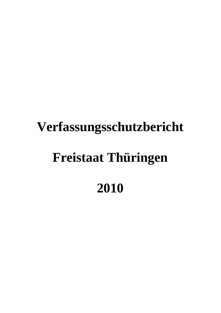 Seite 2 des Verfassungsschutzbericht 2010 Thüringen