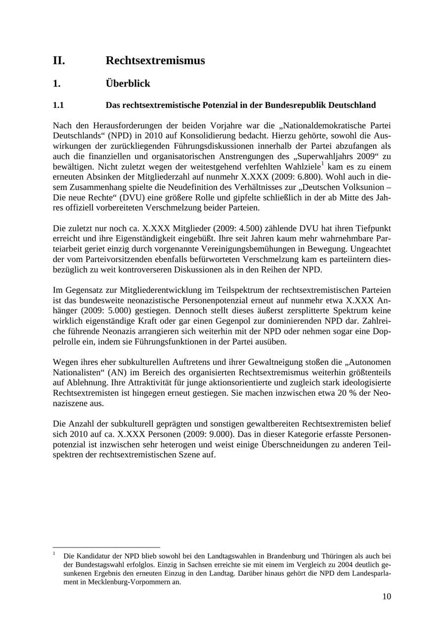Seite 11 des Verfassungsschutzbericht 2010 Thüringen