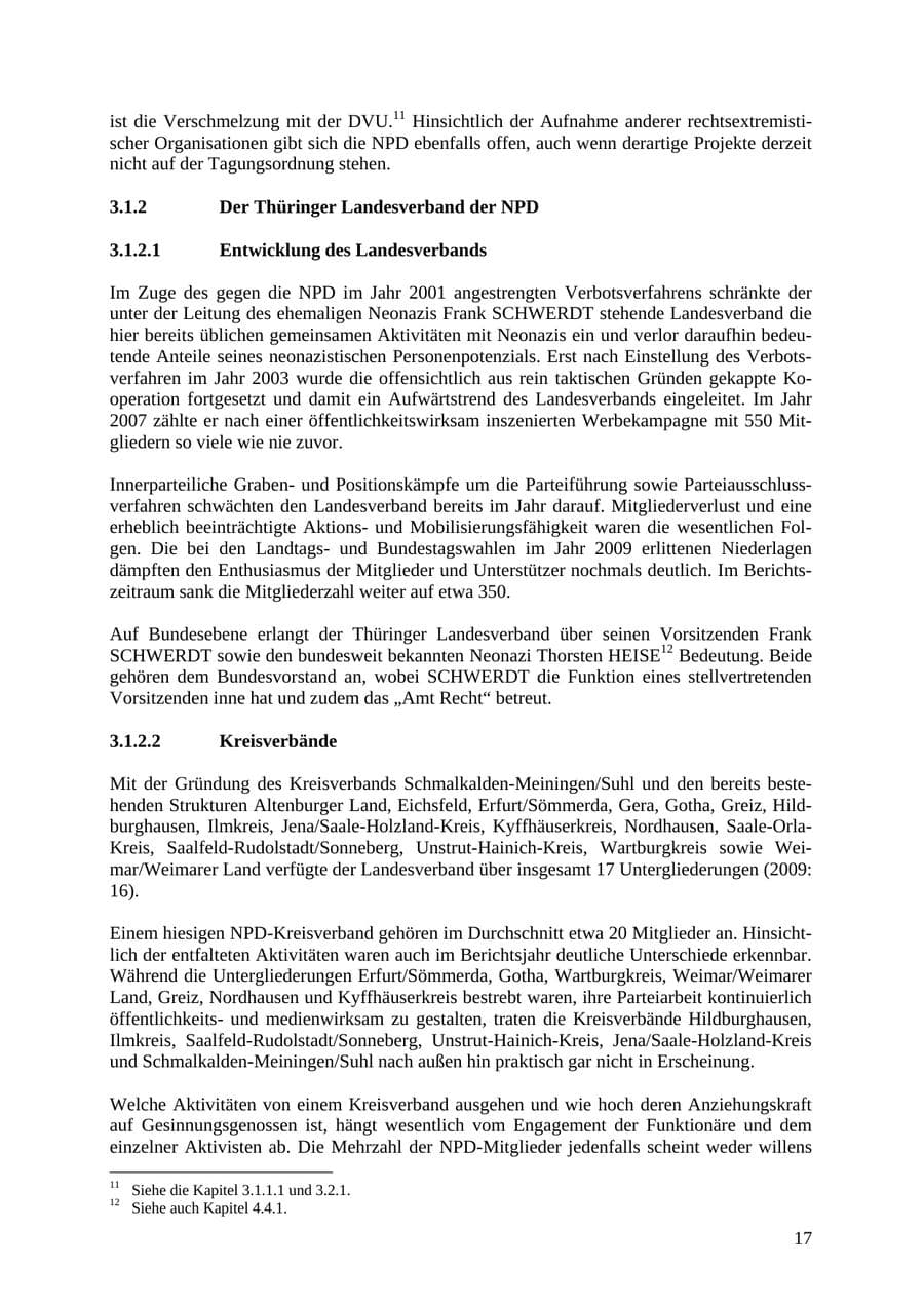 Seite 18 des Verfassungsschutzbericht 2010 Thüringen