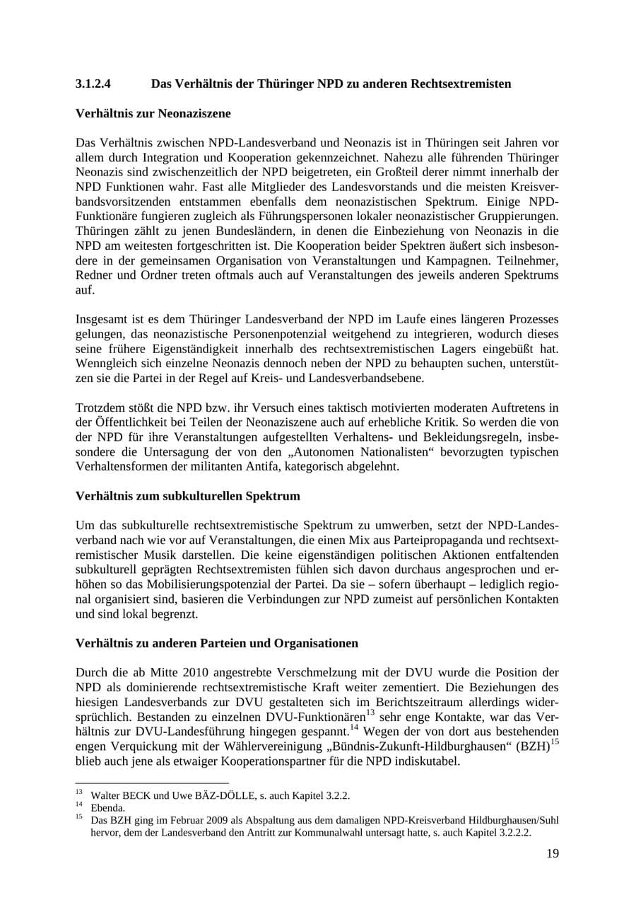 Seite 20 des Verfassungsschutzbericht 2010 Thüringen