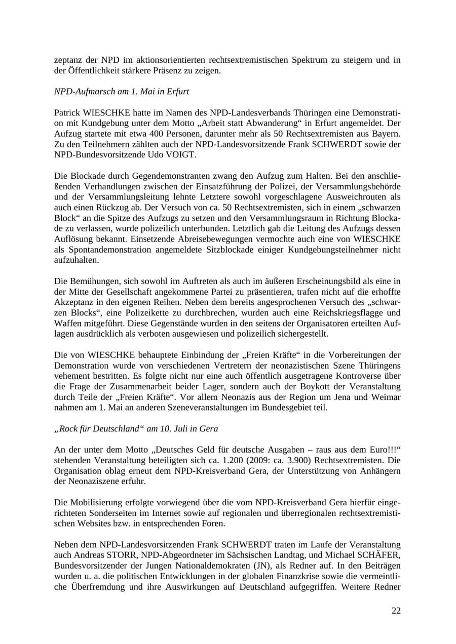 Seite 23 des Verfassungsschutzbericht 2010 Thüringen